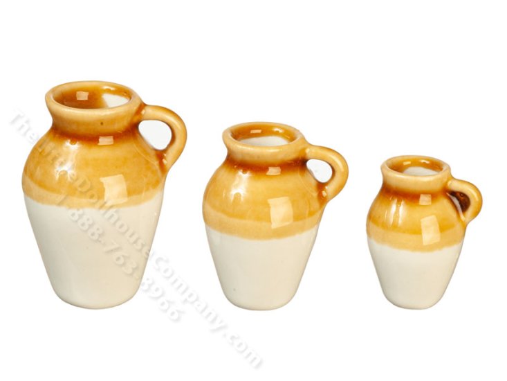 (image for) Miniature Set of 3 Yellow and Cream Vases