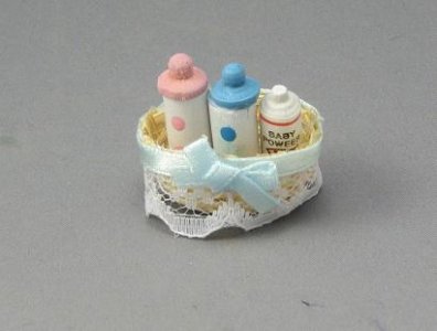 (image for) Dollhouse Miniature Blue Baby Basket