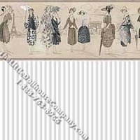 (image for) Paris Fashion Stripe Pattern Miniature Wallpaper for Dollhouses