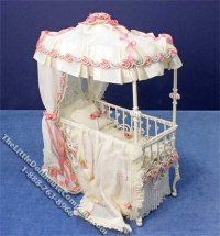 (image for) Miniature Cream Coloured Covered Crib by Serena Johnson