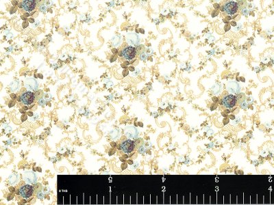 (image for) Blue Roosevelt Rose Miniature Wallpaper for Dollhouses