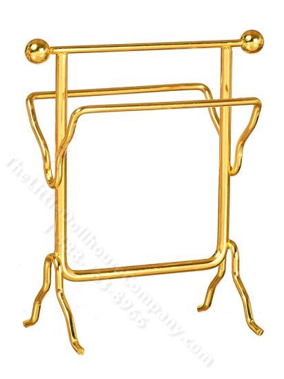 (image for) Miniature Brass Metal Towel Rack for Dollhouses