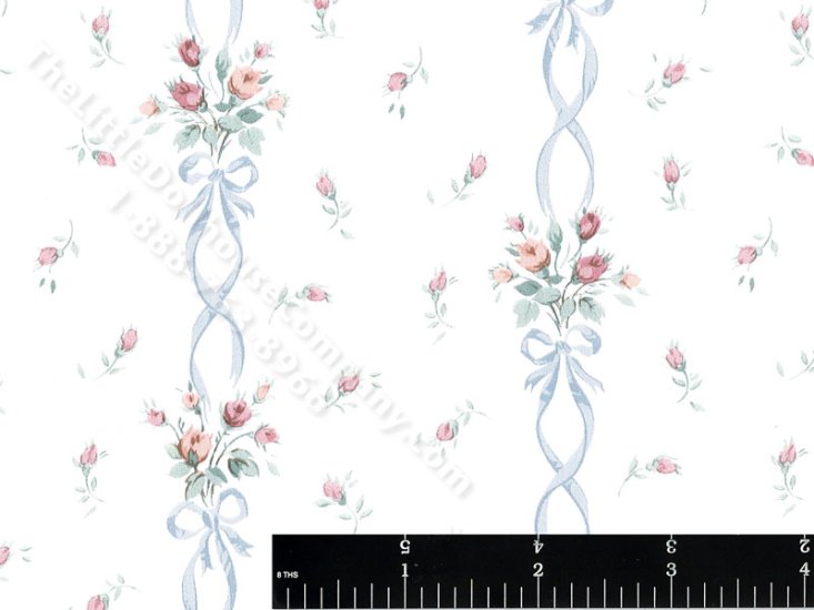 (image for) Roses and Ribbons Miniature Wallpaper for Dollhouses
