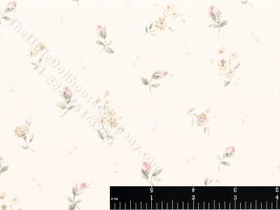 (image for) Pink and Yellow Flowers Miniature Wallpaper for Dollhouses