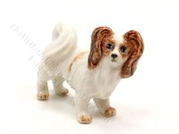 (image for) Miniature Porcelain Papillon Dog Figurine for Dollhouses - Brown