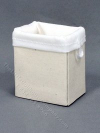 (image for) Miniature Ivory Clothes Hamper for Dollhouses