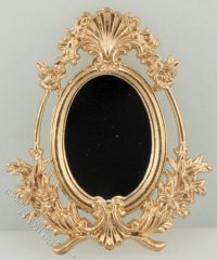 (image for) Miniature Mirror, Oval with Shell, Gold Color for Dollhouses
