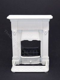 (image for) Miniature Small Victorian Bedroom Fireplace for Dollhouses - White