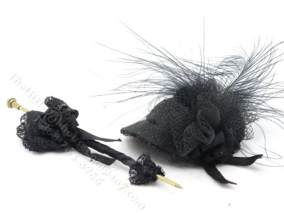 (image for) Miniature Black Victorian Hat with Parisol