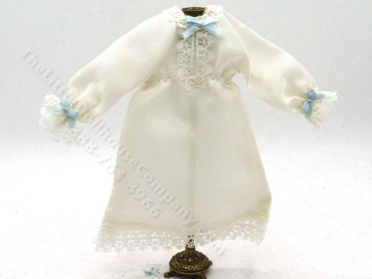 (image for) Miniature White Silk Long Sleeve Nightgown
