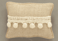 (image for) Miniature Beige Pillow with Thick Crocheted Lace Accent