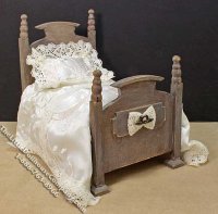 (image for) Miniature Wooden Bed by Danielle Design for Dollhouses