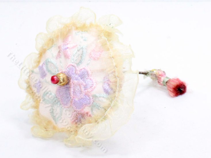 (image for) Miniature Pink Floral Parasol for Dollhouses