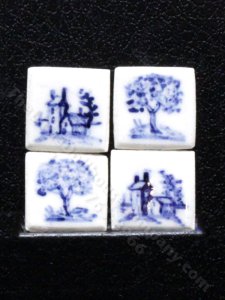 (image for) Miniature Blue Delft Tile for Decorating for Dollhouses