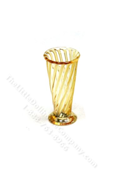(image for) Miniature Spiral Amber Glass Vase for Dollhouses