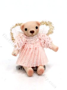 (image for) Handmade Miniature Ceramic Angel Bear for Dollhouses