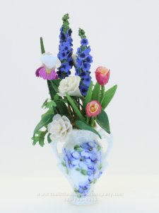 (image for) Miniature Vase with Delphinius, Tulpis, Iris, and Camellias