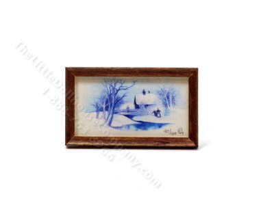 (image for) Miniature Framed Print "Winter Cottage" by Shelly Hawley-Yan for Dollhouses