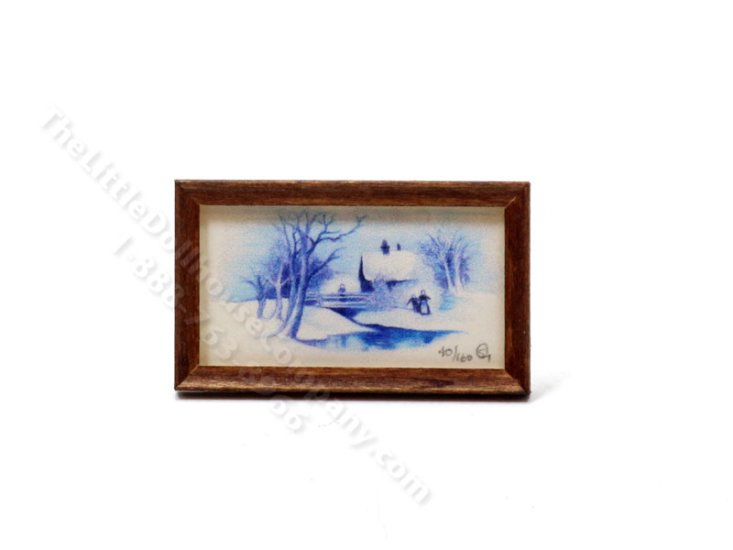 (image for) Miniature Framed Print "Winter Cottage" by Shelly Hawley-Yan for Dollhouses