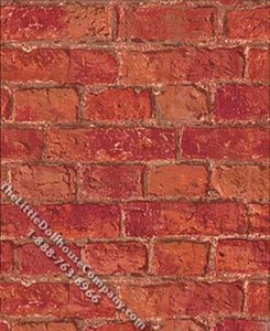 (image for) Red Weathered Brick Pattern Miniature Wallpaper for Dollhouses
