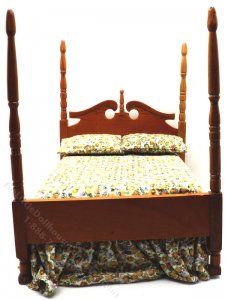 (image for) Miniature Victorian 4-Poster Walnut Bed