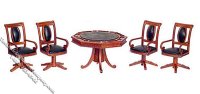 (image for) Miniature Walnut Gaming Table w/4 Chairs for Dollhouses