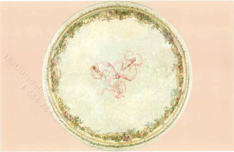 (image for) Miniature Circle Ceiling Cherubs & Flowers Mural for Dollhouses
