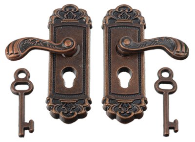 (image for) Dark Brass Lock and Key Set, for Dollhouses 2/pkg