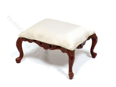 (image for) Walnut Stool with Beige Cushioning