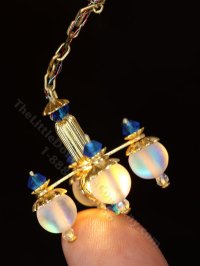 (image for) 1:48 Scale Miniature 3V Four Arm Downward Globe Chandelier for Dollhouses - Blue