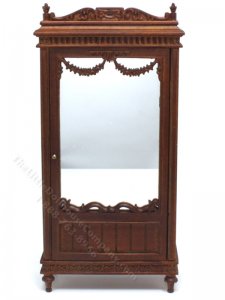 (image for) Miniature Walnut Rectangular Wardrobe with Mirror
