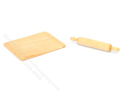 (image for) Handmade Miniature Rolling Pin and Board for Dollhouses