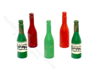 (image for) Set of Vintage Miniature Wooden Wine Bottles for Dollhouses