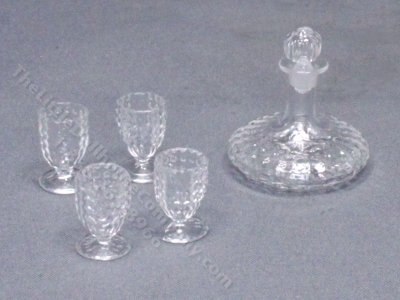 (image for) Miniature Hobnail Glass Decanter Set by Ferenc Albert