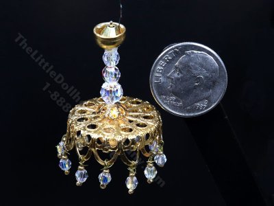 (image for) 1:48 Scale Miniature 3V Crystal Chandelier for Dollhouses
