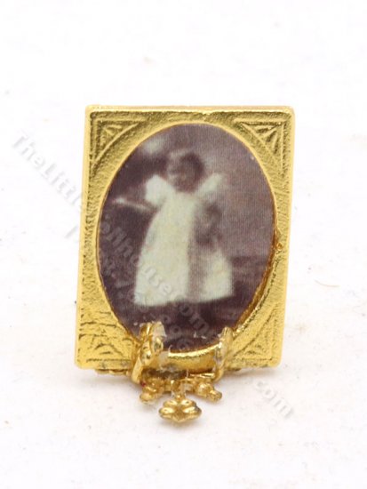(image for) Miniature Baby Portrait with Gold Stand
