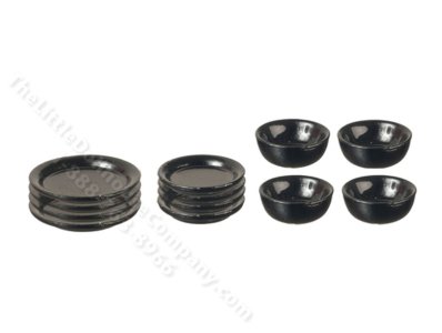 (image for) Miniature Black Enamelware 12 Piece Dish Set