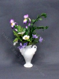 (image for) Miniature Purple Floral Arrangement in a White Vase