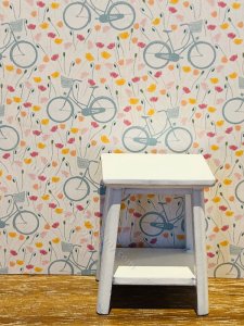 (image for) Dollhouse Scale Model Wallpaper - Spring Bicycle - 3pc Set