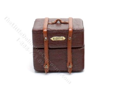 (image for) Miniature Brown Leather Travel Case for Dollhouses