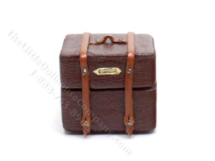 (image for) Miniature Brown Leather Travel Case for Dollhouses