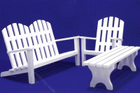 (image for) Miniature 3-Piece Slatted White Garden Furniture Set