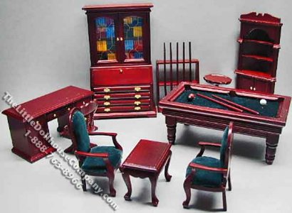 (image for) Miniature Ten Piece Game Room Set for Dollhouses