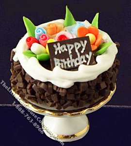 (image for) Dollhouse Scale Model Birthday Cake on Stand