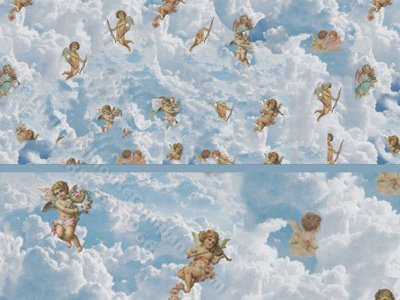 (image for) 1/2 Scale Cherubs in Clouds w/ Boarder Wallpaper for Dollhouses