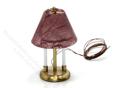 (image for) Miniature 3-Post Lamp with Burgundy Shade