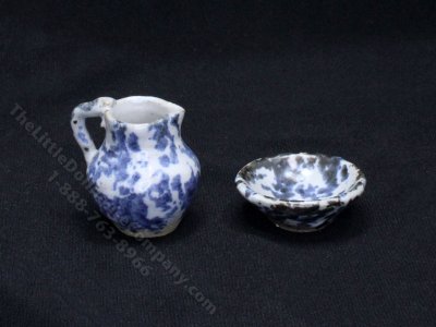 (image for) Miniature Pottery Pitcher And Bowl For Dollhouses