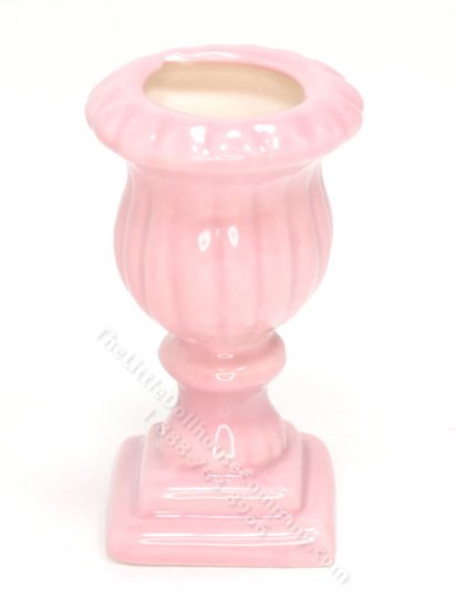 (image for) Miniature Pink Ceramic Urn Pedestal Planter
