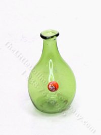 (image for) Miniature Green Glass Vase with Orange Decoration by Gerd Felka