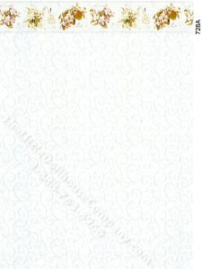 (image for) Blue Vine Pattern w/ Floral Border Wallpaper for Dollhouses